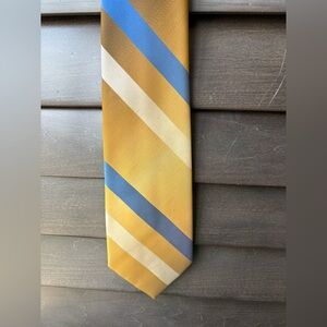 Michael Angelo Vintage Men's Neck Tie Brown Gold Blue Stripe